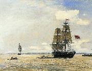 Johann Barthold Jongkind Norwegian Naval Ship Leaving the Port of Honfleur Sweden oil painting artist